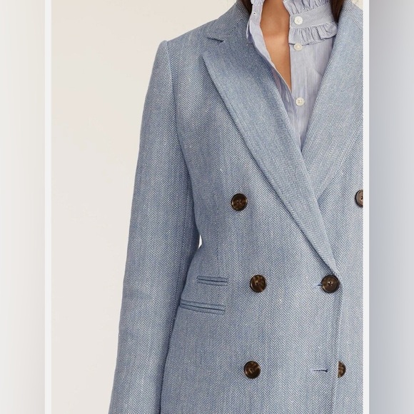 J.Crew Bristol Blazer Blue Italian Cotton-Linen Herringbone 00 - Picture 3 of 16